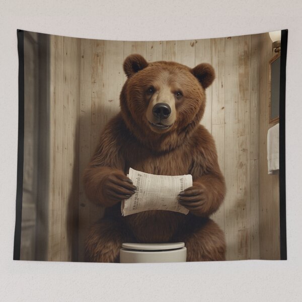 Item preview, Funny Bear Reading Newspaper on Toilet – Bathroom Humor designed and sold by vk09.