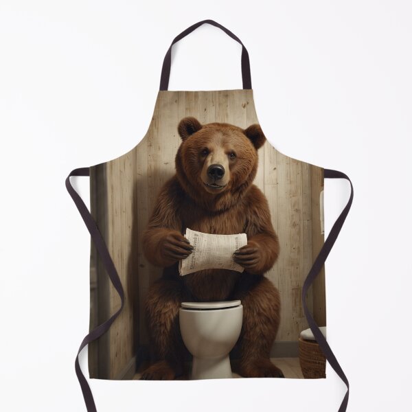 Item preview, Funny Bear Reading Newspaper on Toilet – Bathroom Humor designed and sold by vk09.