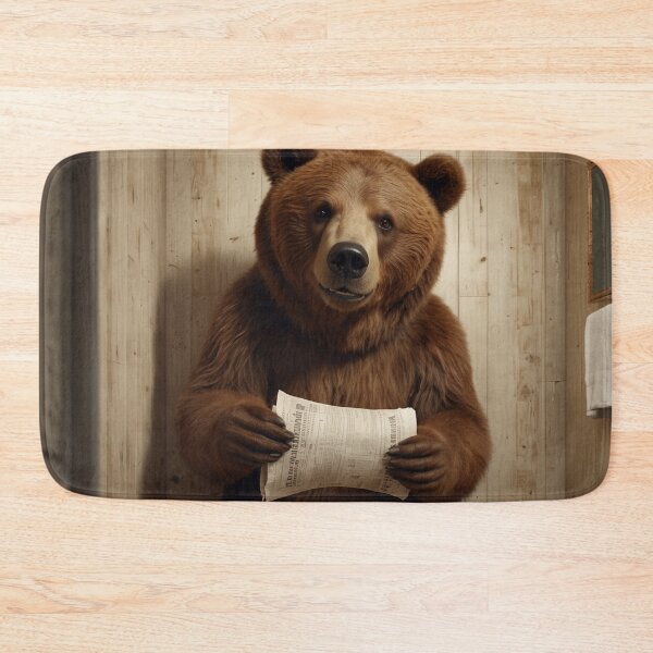 Item preview, Funny Bear Reading Newspaper on Toilet – Bathroom Humor designed and sold by vk09.