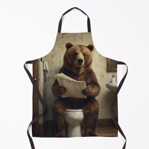Item preview, Funny Bear Reading Newspaper in Bathroom – Cabin Humor designed and sold by vk09.