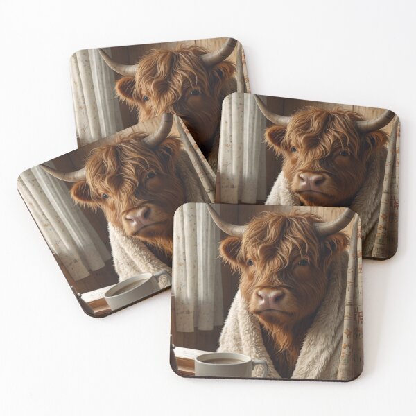 Item preview, Cozy Highland Cow Wrapped in Blanket – Rustic Comfort designed and sold by vk09.