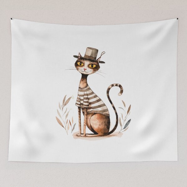 Item preview, Trendy Cat, Cute Feline Art Trendy Artistic Animal - Cozy Cat designed and sold by SlocifieShop.