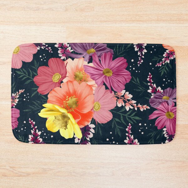 Item preview, Sunset Floral on Midnight Blue | Bold Vibrant Flower Design designed and sold by chrisdembinski.