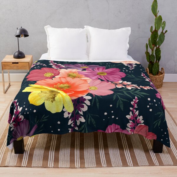 Item preview, Sunset Floral on Midnight Blue | Bold Vibrant Flower Design designed and sold by chrisdembinski.
