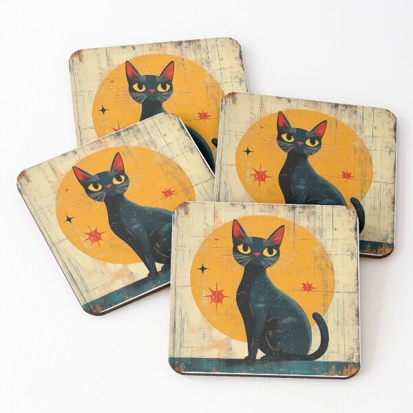 Item preview, Retro black cat designed and sold by MendaciousMina.