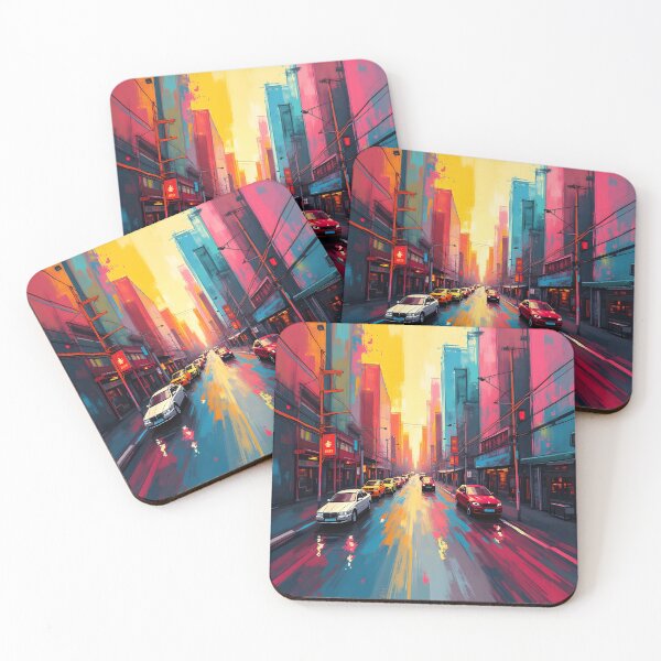 Item preview, Sunset Boulevard: A Colorful Urban Symphony designed and sold by AbstractAuraArt.