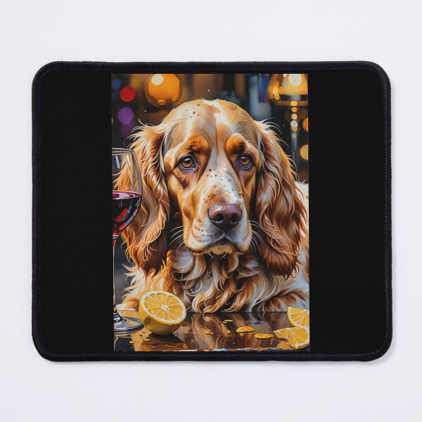 Item preview, Cocker spaniel with wine and lemon designed and sold by Coolparrotgirl.