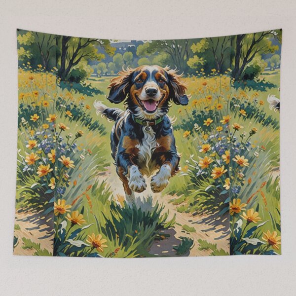 Item preview, Cocker spaniel springer spaniel running on the field designed and sold by Coolparrotgirl.