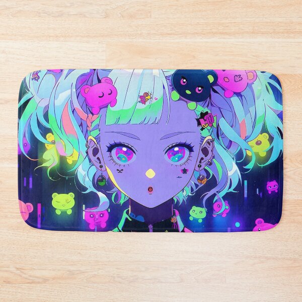Item preview, Neon Teddy Bear Anime Girl designed and sold by bubblegoth.