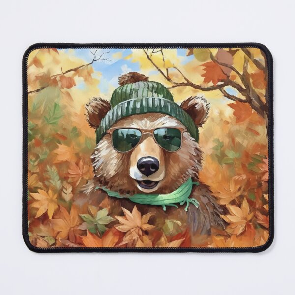 Item preview, “Autumn Cool: The Cozy Bear” – Acrylic on Canvas designed and sold by Meaghen King.