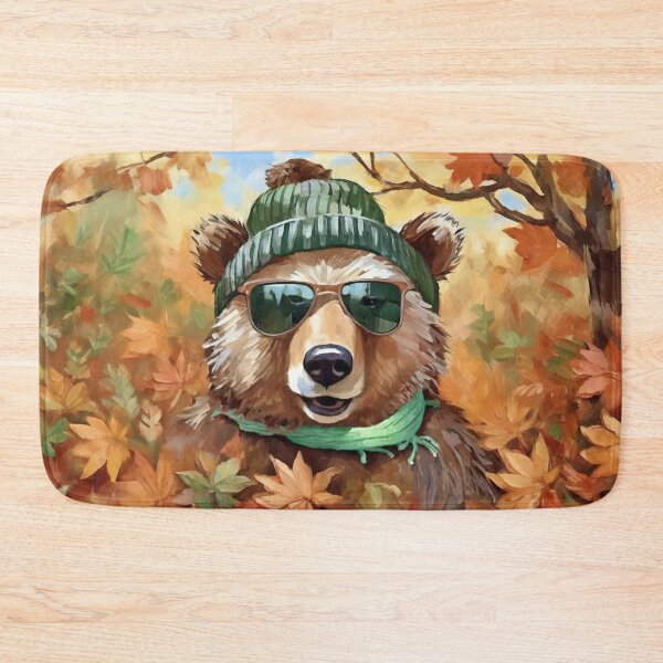 Item preview, “Autumn Cool: The Cozy Bear” – Acrylic on Canvas designed and sold by Meaghen King.