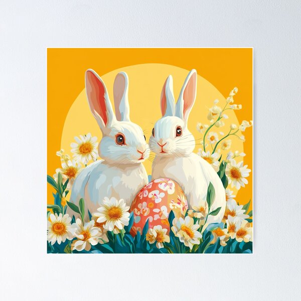 Item preview, Playful Easter bunnies with decorated eggs surrounded by spring flowers in soft watercolor, symbolizing traditions, joy, and festive renewal designed and sold by ArtPetrenko90.