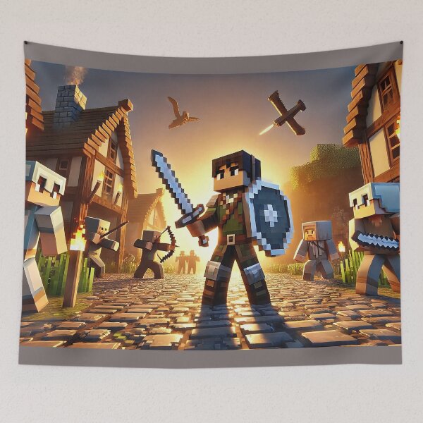 Item preview, Pixel Warrior Adventure Scene – Block Game Medieval Battle RPG Design designed and sold by pixelpopplanet.