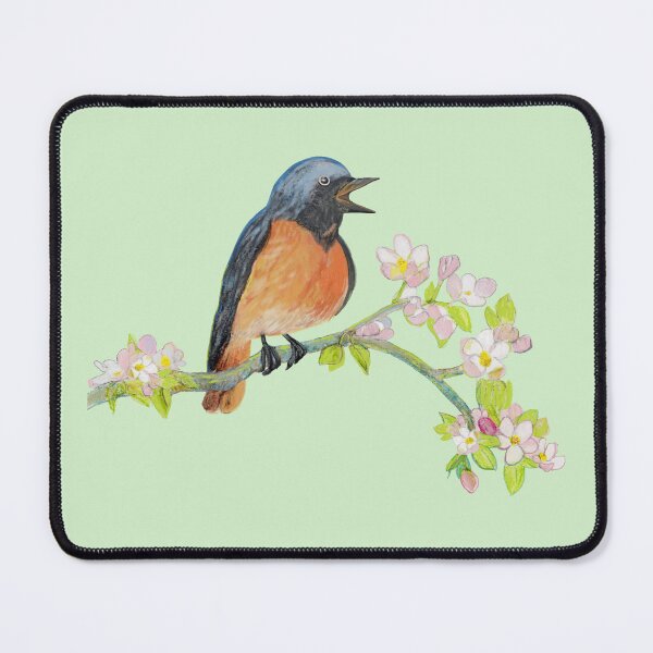 Item preview, Common Redstart Bird Singing on a Branch Illustration designed and sold by Julia Doria.