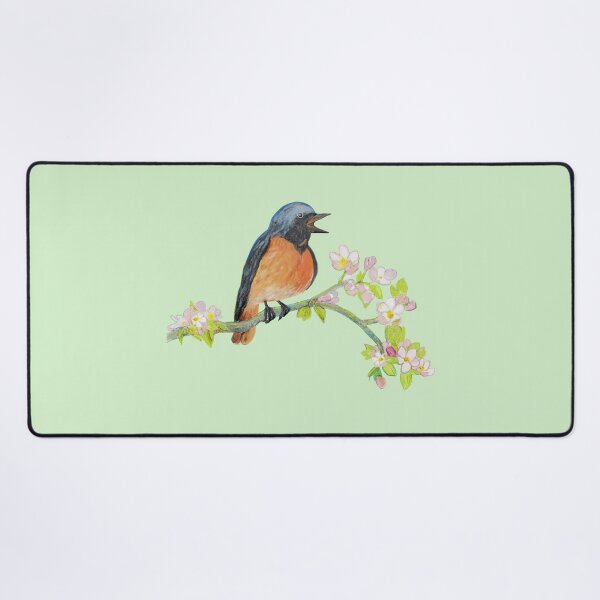 Item preview, Common Redstart Bird Singing on a Branch Illustration designed and sold by Julia Doria.