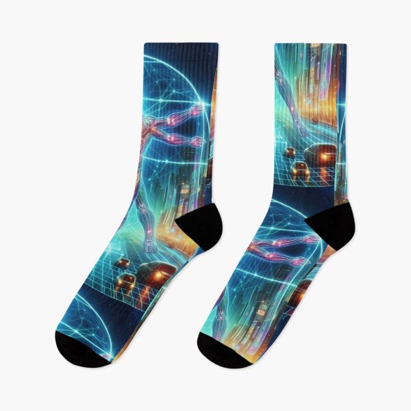 Item preview, Cyberpunk Vitruvian Man – Neon Renaissance Art designed and sold by Feline Rockstars.