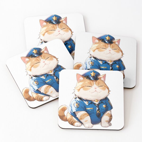 Item preview, A chubby cat in a police uniform designed and sold by MissYouONLY.
