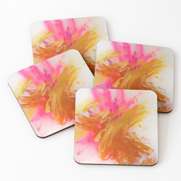 Item preview, Orange Yellow and Fluro Pink on White designed and sold by Paintings by Benjamin L.M..
