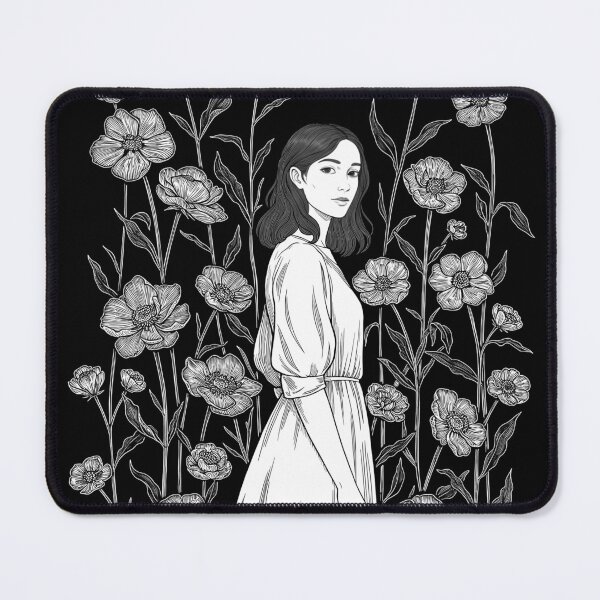 Item preview, Engraving of a young woman and flowers designed and sold by Octagon20XX.