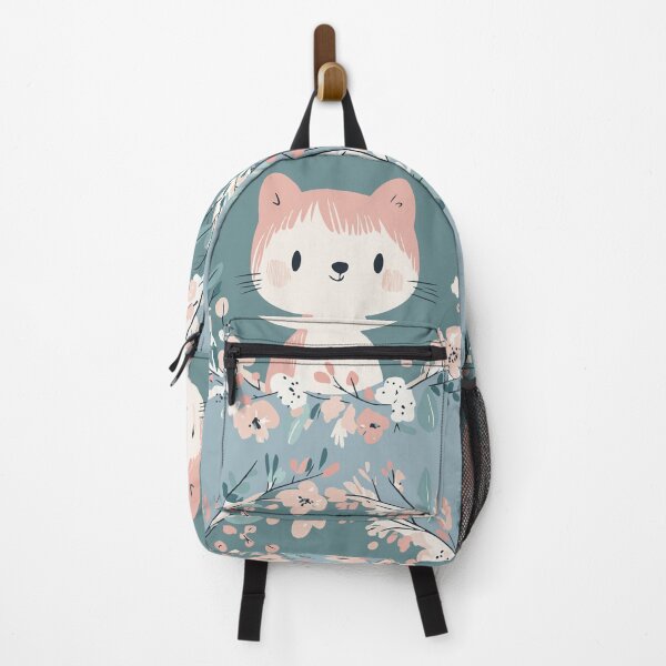 Item preview, Boho Kawaii Cat – Adorable Pastel Feline with Floral Charm designed and sold by TuncGK.