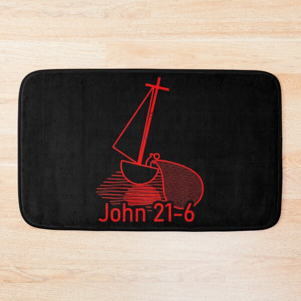 Item preview, Miracle of Jesus - Biblical Inspiration from John 21:6 – Minimalist Fisherman Casting Right | RED designed and sold by ZechJohnRB.