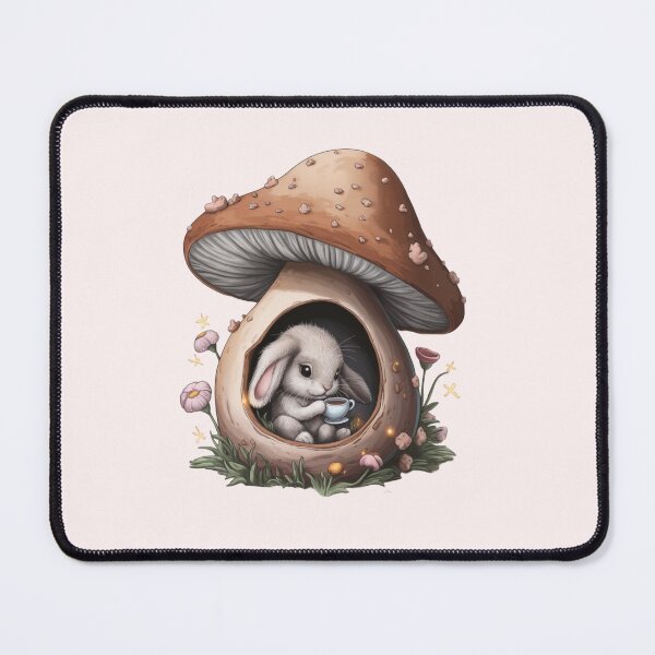 Item preview, Cute fluffy bunny in a mushroom house. designed and sold by Zineshopz.