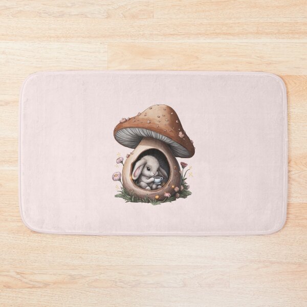 Item preview, Cute fluffy bunny in a mushroom house. designed and sold by Zineshopz.
