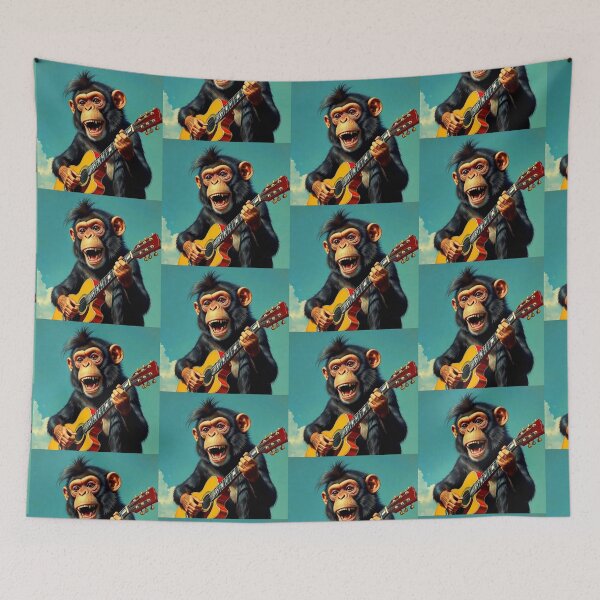 Item preview, cute monkey playing classical guitar designed and sold by Dogandesighn.