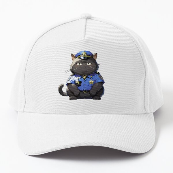 Vista previa del artículo con la obra «Un gato negro regordete y redondo con uniforme de policía.», diseñado y vendido por MissYouONLY.