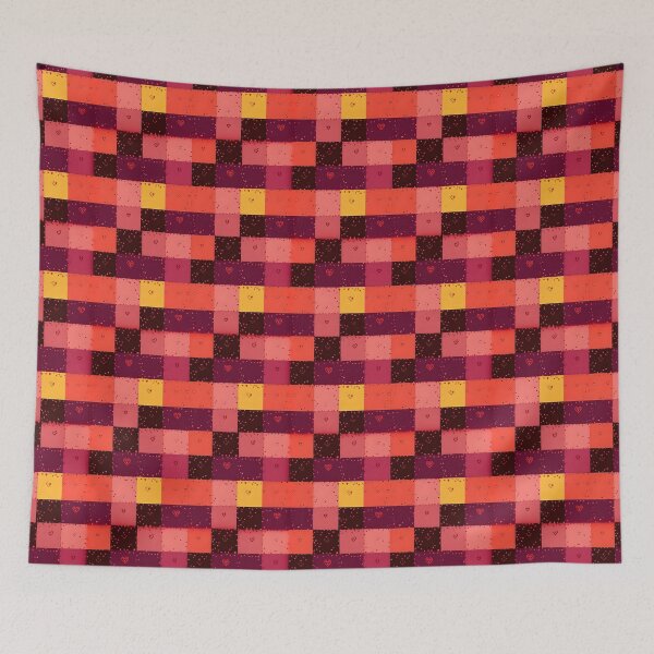 Item preview, Vibrant Checkerboard Pattern with Colorful Hearts designed and sold by FTSstyles.