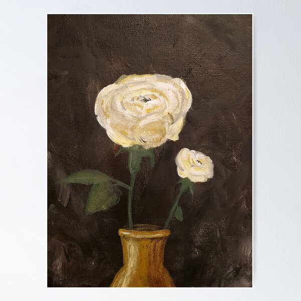 Vista previa del artículo con la obra «Pintura de rosa blanca», diseñado y vendido por PatchworkHues.