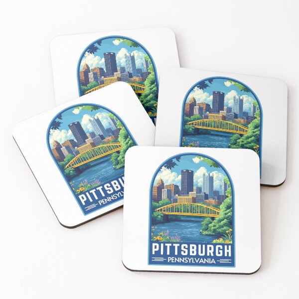 Item preview, Pittsburgh in Pennsylvania, USA Vintage Travel Art Emblem designed and sold by MaateoDesign.