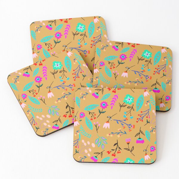 Item preview, Golden flower shower pattern designed and sold by Art and Tea Studio.