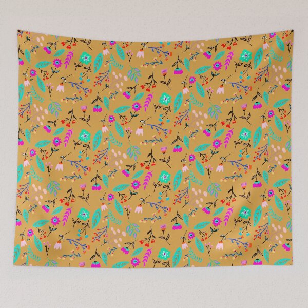 Item preview, Golden flower shower pattern designed and sold by Art and Tea Studio.