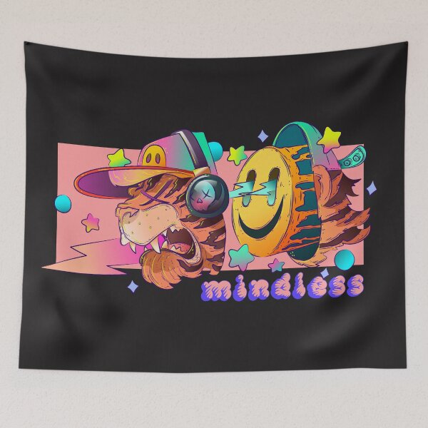 Item preview, Mindless- Tiger flash with smiley and stars comic art designed and sold by Franco Moody.