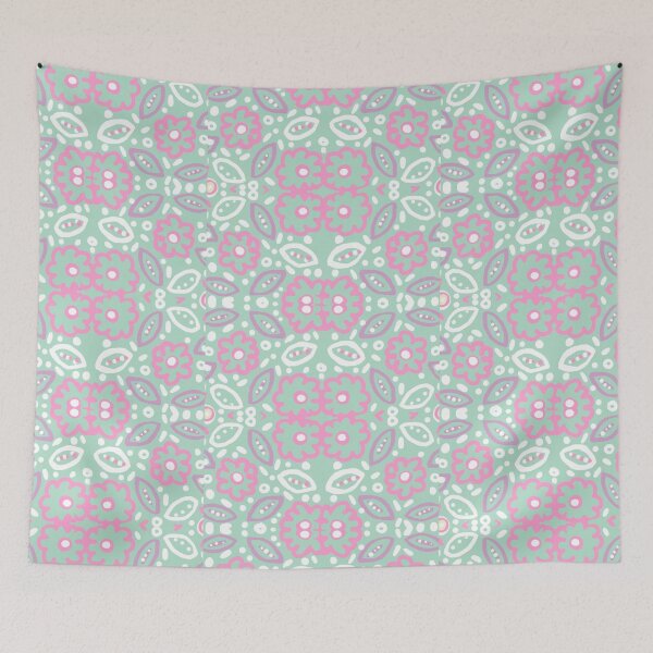 Item preview, Daisy pattern pastel green and pink designed and sold by Art and Tea Studio.
