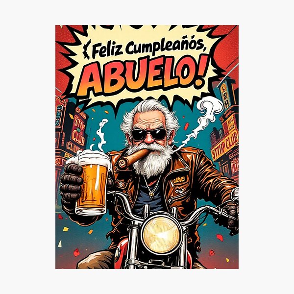 Item preview, Feliz Cumpleaños, Abuelo – Biker Style designed and sold by SteadyRolling.