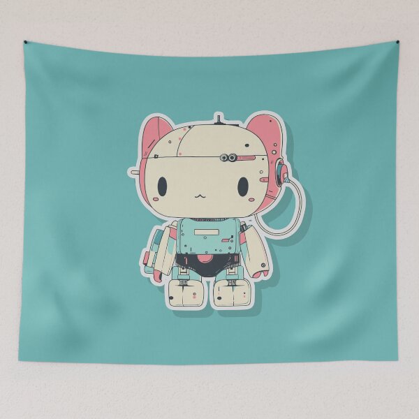 Item preview, Cute chibi kawaii Robot Kitty designed and sold by blackdogshop.