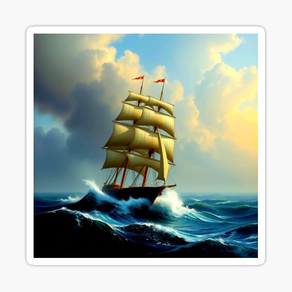 Item preview, Clipper ship on rough seas designed and sold by Heartlight88.