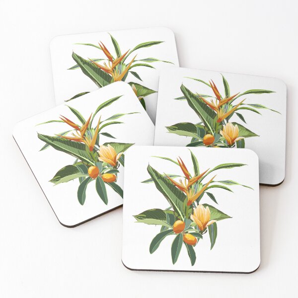 Item preview, Flower frame with yellow exotic flowers, fruit in watercolor style. designed and sold by MatyKotiv.