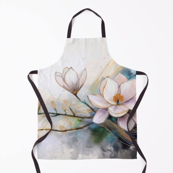 Item preview, White watercolor spring wildflower with abstract green, floral, flowers, botanicals, minimalist abstract watercolor rose, gold highlights, spring decor designed and sold by navitalidesign.
