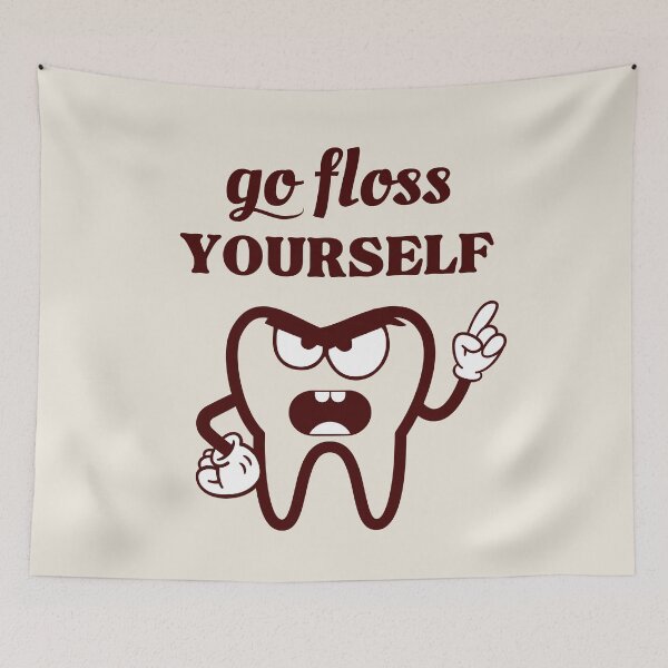 Item preview, Go Floss Yourself, Angry Tooth, Funny Dentist, Funny Dental Hygienist, Funny Oral Hygiene designed and sold by Anniko Art Studio.