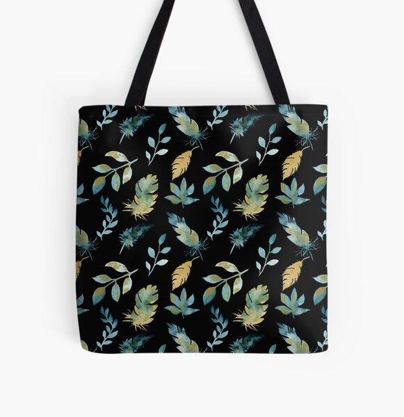 Gold and turquoise All Over Print Tote Bag