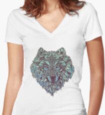 Wolf (Lone) Women's Fitted V-Neck T-Shirt