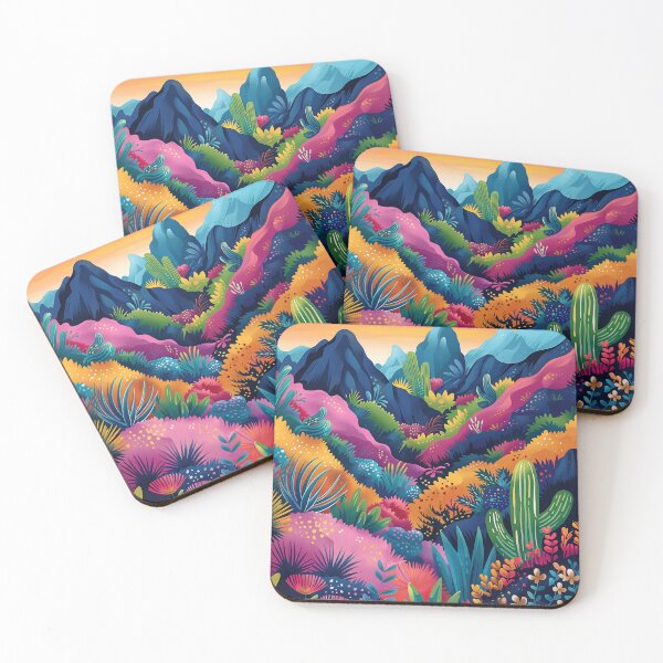 Item preview, Playful Desert Mountains Maximalist Artwork with Bright Colors designed and sold by IuliiaArtPrints.