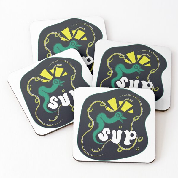 Item preview, Gusano con pico exclama "¡qué onda!" para saludarte. Verde, negro y blanco. designed and sold by Ben-Schaal.