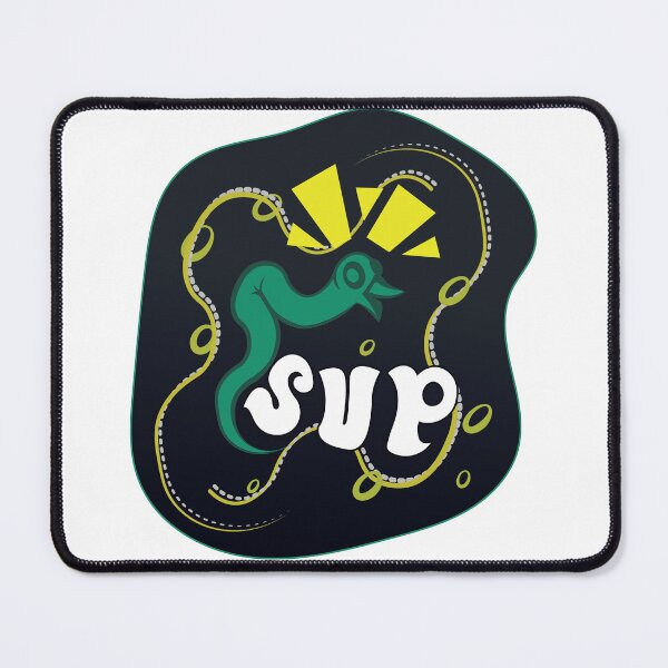 Item preview, Worm with beak exclaims "sup" to greet you. green black and white designed and sold by Ben-Schaal.