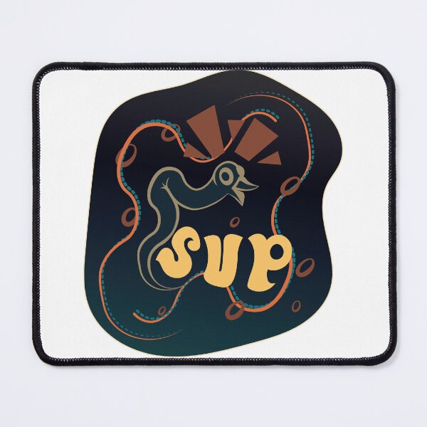 Item preview, Worm with beak exclaims "sup" to greet you. blueish red and yellow designed and sold by Ben-Schaal.