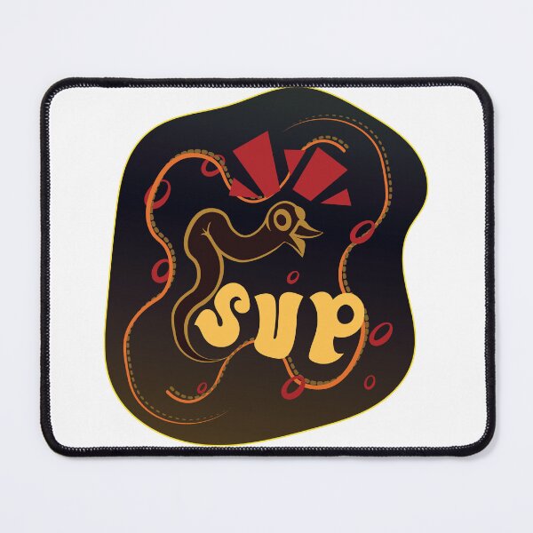 Item preview, Worm with beak exclaims "sup" to greet you. red orange and yellow designed and sold by Ben-Schaal.