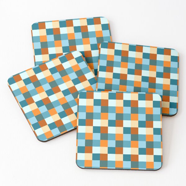 Item preview, Teal and Golds Checks Pattern  designed and sold by Sharon Schwalbe.
